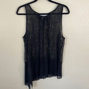 BCBGeneration black lace pleated tank Size M